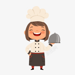 开心厨娘上菜女厨师高清图片