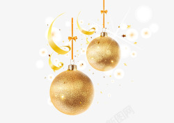 金黄色圣诞节吊球装饰矢量图素材
