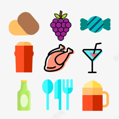 多色混合图标食品icon图标图标