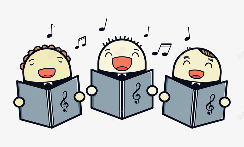 可爱手绘合唱团png免抠素材_88icon https://88icon.com png图片 书 儿童 免费png 合唱 手绘 歌唱团 音符