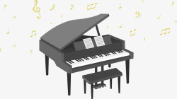 黑色钢琴和音符矢量图素材