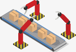 科技机械臂分拣货物矢量图素材