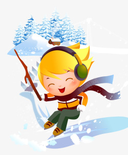 雪地旅游小孩子寒假旅游滑雪卡通矢量图高清图片