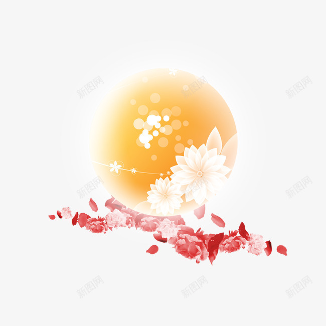 月亮png免抠素材_88icon https://88icon.com 中秋节 牡丹 花瓣 金色