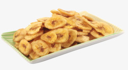 香蕉干实物海报盘子里的零食水果干高清图片