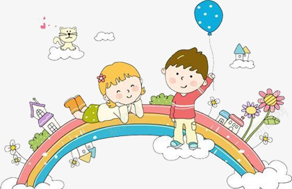 彩虹上的小孩子png免抠素材_88icon https://88icon.com 儿童 卡通 彩虹 手绘 插画
