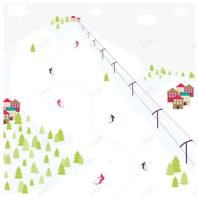 滑雪场插画矢量图ai免抠素材_88icon https://88icon.com 树木 滑雪 滑雪场 矢量图