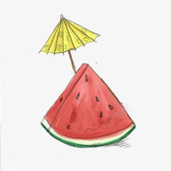 带水的伞带伞的西瓜夏天高清图片