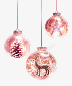 吊件粉红色圣诞球挂饰高清图片
