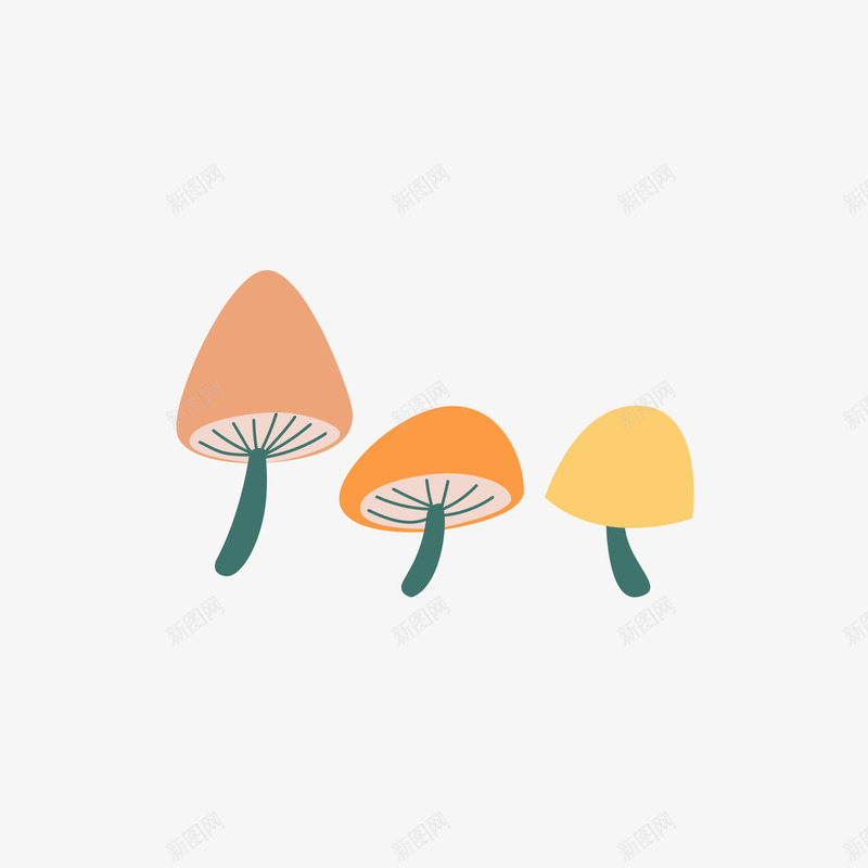 橙色的蘑菇矢量图ai免抠素材_88icon https://88icon.com 橙色 矢量蘑菇 秋天 绿色 蘑菇 黄色 矢量图