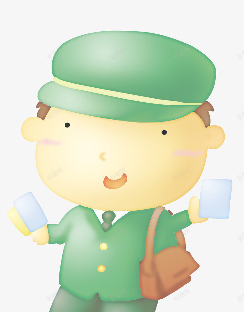 卡通邮递员png免抠素材_88icon https://88icon.com 一位 卡通 帽子 手绘 服装 简图 绿色 邮递员