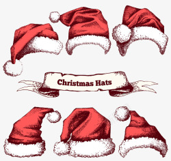 手绘红色圣诞帽素材