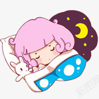 卡通png免抠素材_88icon https://88icon.com 卡通 可爱 小女孩 月亮 熟睡少女 睡觉 素材 表情包