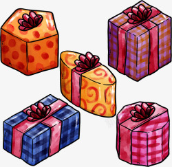 卡通可爱圣诞彩色礼物盒素材