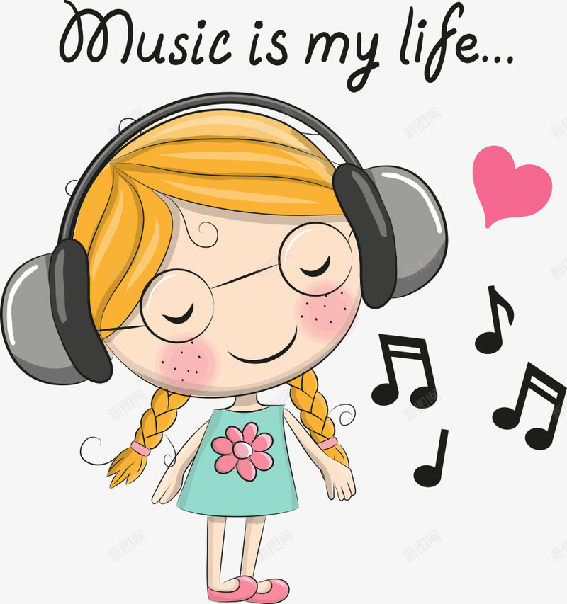 听音乐的女孩png免抠素材_88icon https://88icon.com 人物 卡通女孩 听音乐女人 女孩 爱心 音乐 音符