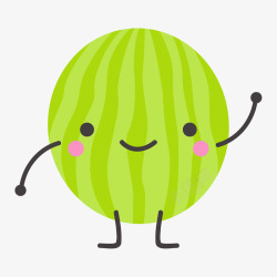 绿色微笑的西瓜水果表情矢量图素材