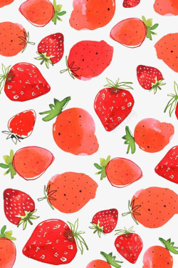 草莓平铺装饰手绘壁纸素材
