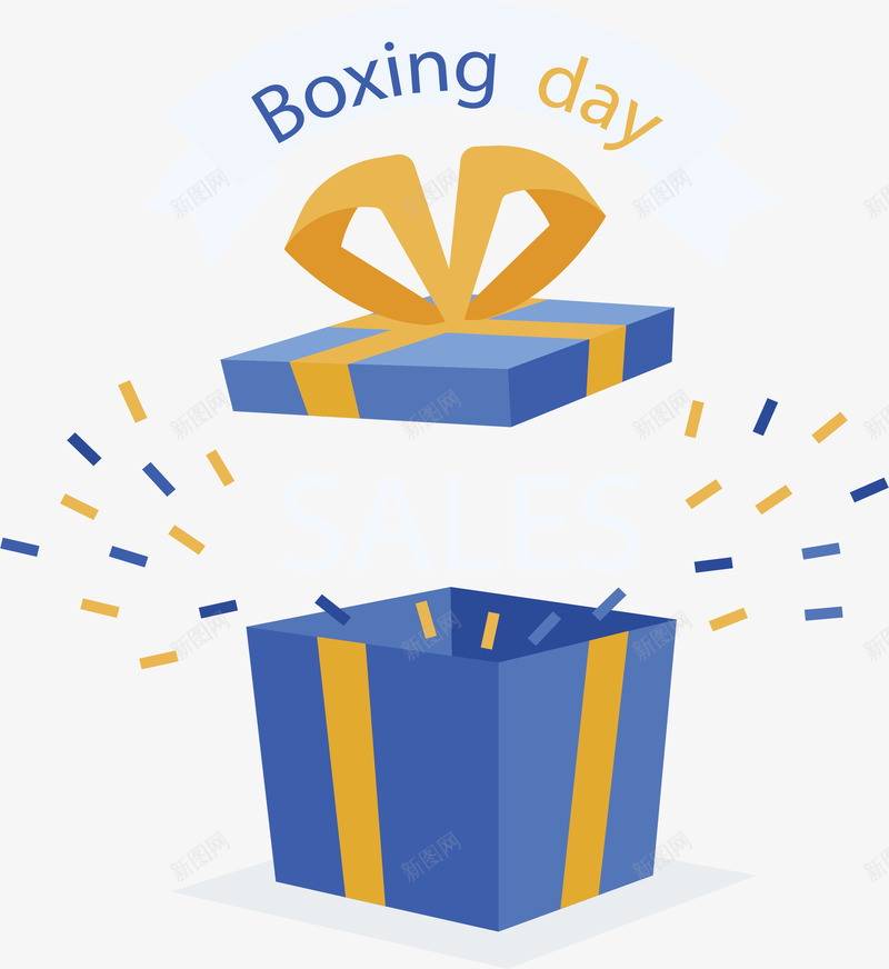 蓝色打开的礼盒矢量图ai免抠素材_88icon https://88icon.com 冬季促销 圣诞促销 打开的礼盒 暖冬特惠 矢量png 蓝色礼盒 矢量图