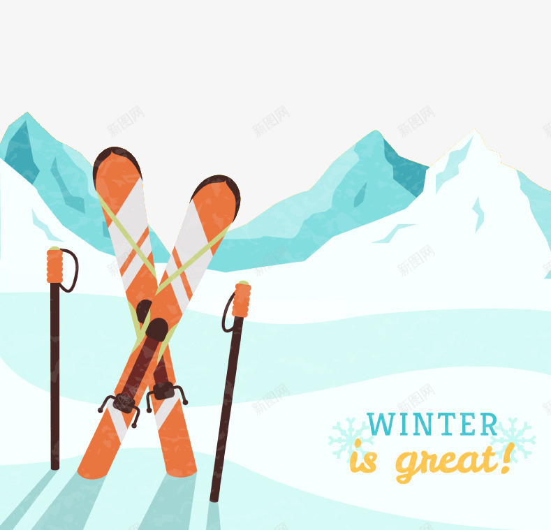滑雪板与雪山风景矢量图ai免抠素材_88icon https://88icon.com 冬季 滑雪板 运动 雪山 风景 矢量图