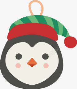可爱企鹅圣诞挂饰矢量图素材