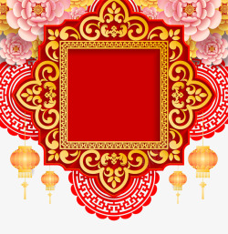 中国风红色清朝宫廷花纹素材