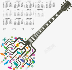 吉他日历矢量图素材