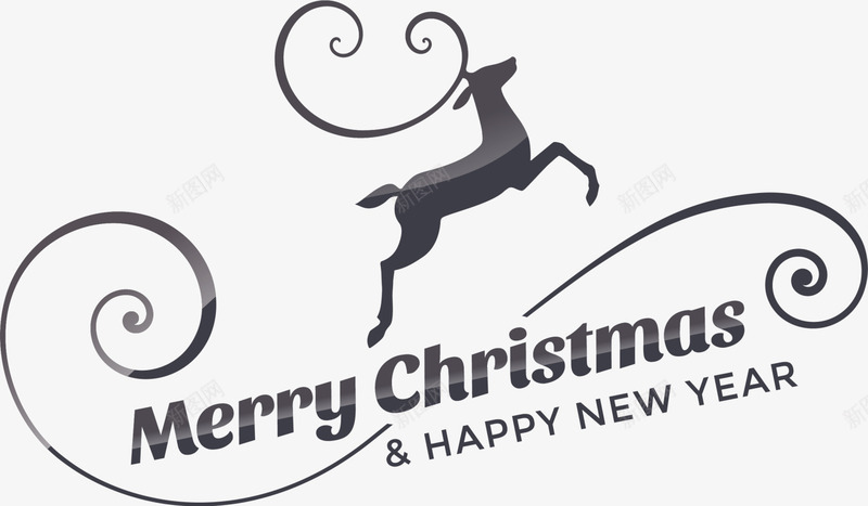 黑色创意圣诞节麋鹿png免抠素材_88icon https://88icon.com Christmas Merry 圣诞快乐 圣诞节 新年快乐 装饰图案 麋鹿