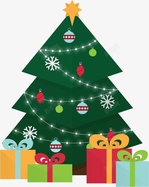 发光彩灯圣诞树png免抠素材_88icon https://88icon.com 发光彩灯 圣诞树 圣诞节 矢量素材 礼盒堆