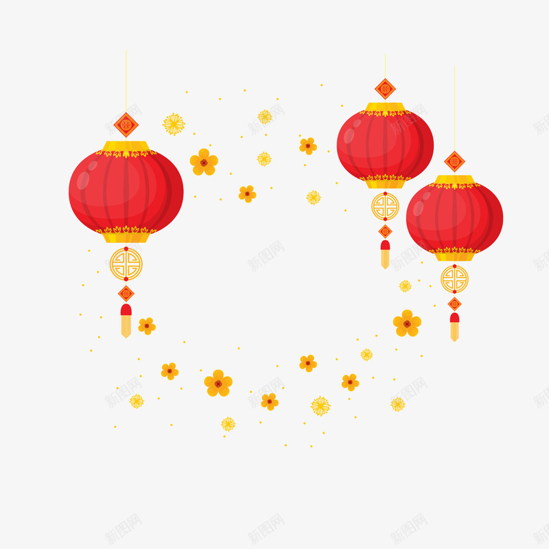 三个红色灯笼矢量图ai免抠素材_88icon https://88icon.com 300像素图 AI图免抠 喜庆 大图免抠 挂饰 灯笼 高清免抠 矢量图