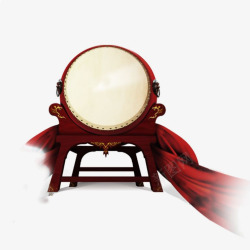 中国风擂鼓手绘红色战鼓图高清图片
