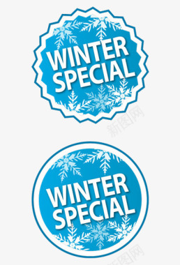 冬季雪山冬季特卖徽章图标图标