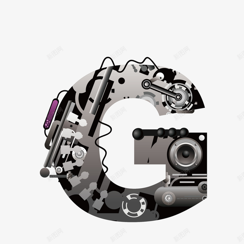机械创意字母Gpng免抠素材_88icon https://88icon.com 26个字母 字体设计 广告字母 现代科技 立体字母 艺术字 艺术字母设计 英文字母 黑色
