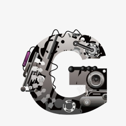 紫色的字母G机械创意字母G高清图片
