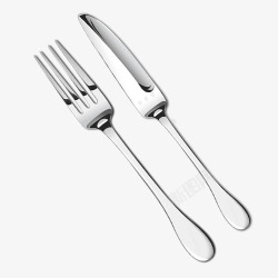 银色餐叉和餐刀素材