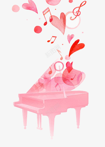 彩绘钢琴音符png免抠素材_88icon https://88icon.com 歌声 粉色 音乐