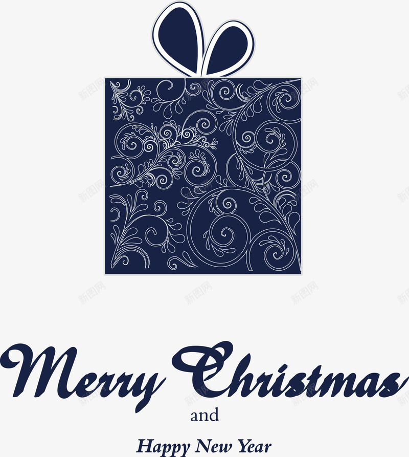 蓝色礼物圣诞节元素png免抠素材_88icon https://88icon.com 圣诞节 小清新 装饰 贺卡元素