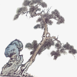 松树中国画松树高清图片