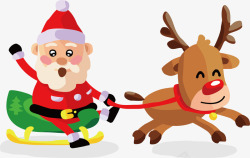 圣诞车拉礼物奔跑的驯鹿车矢量图高清图片