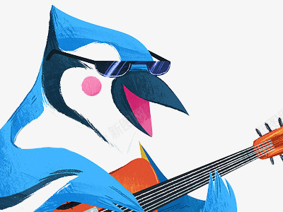 弹吉他的鸟png免抠素材_88icon https://88icon.com 吉他 眼镜 蓝色 鸟