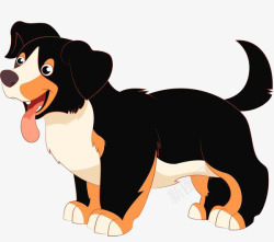 阿拉斯加雪橇犬伸舌头的小黑狗高清图片