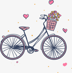 粉色自行车和花篮矢量图素材