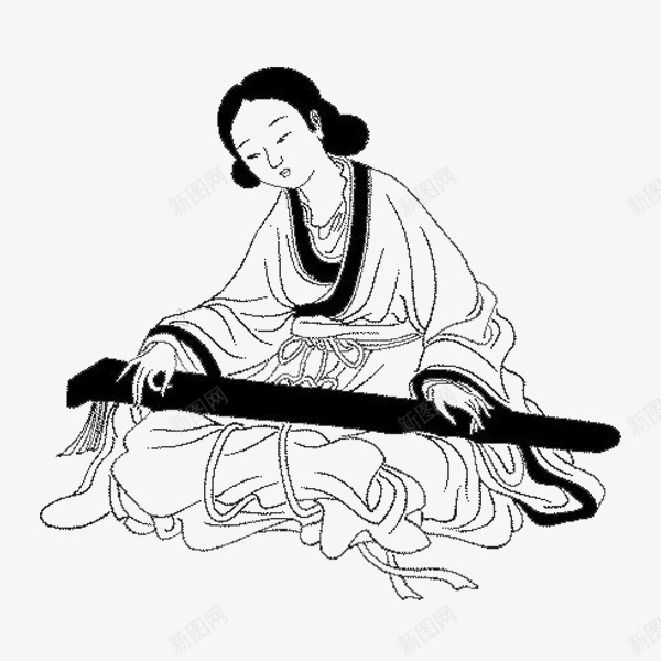 弹古筝美女png免抠素材_88icon https://88icon.com 古代人物 古代女性 美女