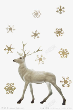 冬日小鹿创意雪花装饰素材
