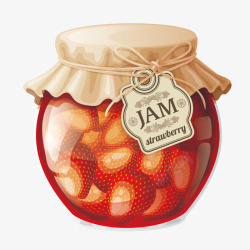 手绘草莓玻璃罐素材