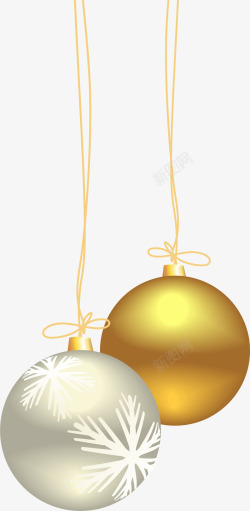 白色吊球圣诞节金色圣诞球高清图片