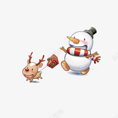 雪人雪人和麋鹿节日图标图标