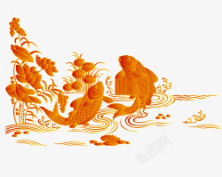 中国传统鲤鱼跳龙门吉祥矢量图素材