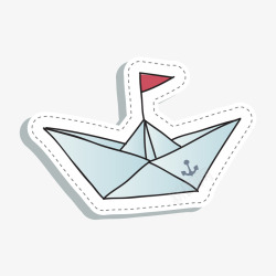 卡通折纸帆船矢量图素材