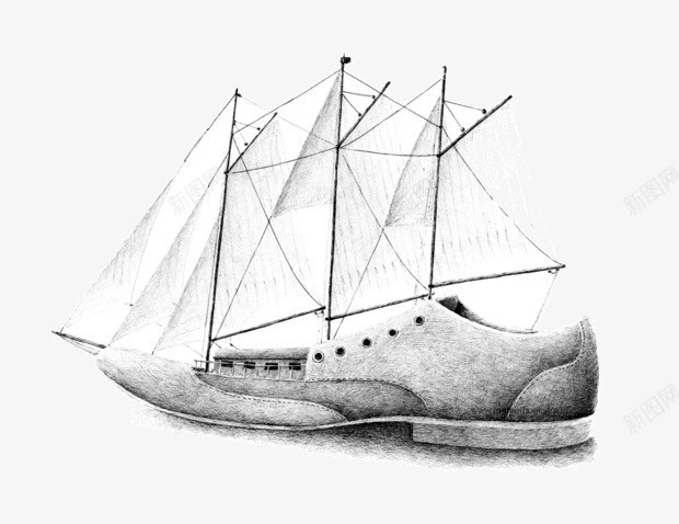 皮鞋上的帆船素描插画png免抠素材_88icon https://88icon.com 创意 帆船 手绘 插画 皮鞋 素描 绘画 艺术