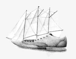 皮鞋上的帆船素描插画素材